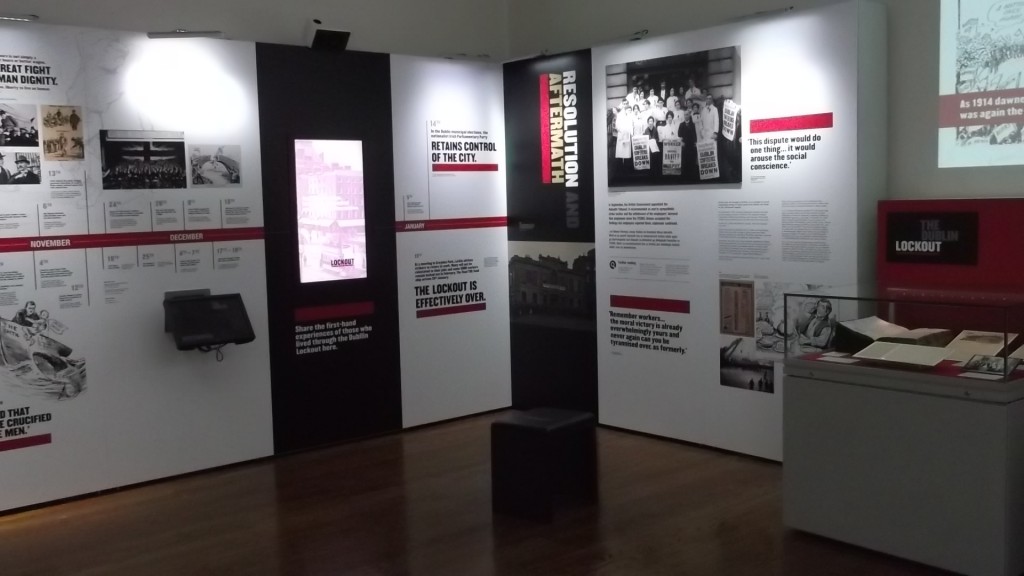 Video displays and touchscreens at the National Library's Lockout exhibit